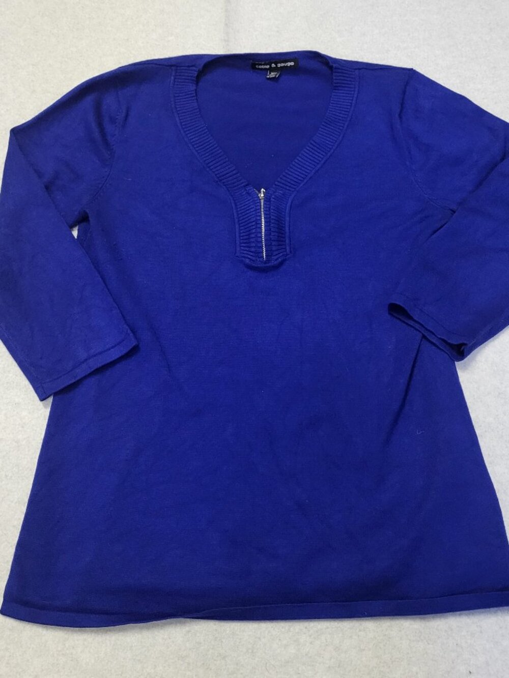 Cable & Gauge Women's 1/4 Zip Medium Blue Blouse